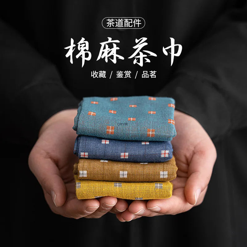Japanese Handmade Cotton Linen Absorbent Tea Towel Tea Mat Tea Cloth Tea Tablecloth Zen Tea Table Cloth Oasis Select