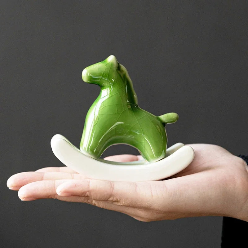 Ceramic Pendant Bridle Path Successful Creative Rocking Horse Home Tea Pet Desktop Pendant Decoration Home Decor Oasis Select
