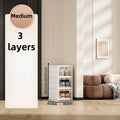 White Foldable Shoe Cabinet,3-9 Tier Heavy-Duty Storage Box for Shoes, Bags, Figurines in Living Room/Bedroom Oasis Select 3 Layers