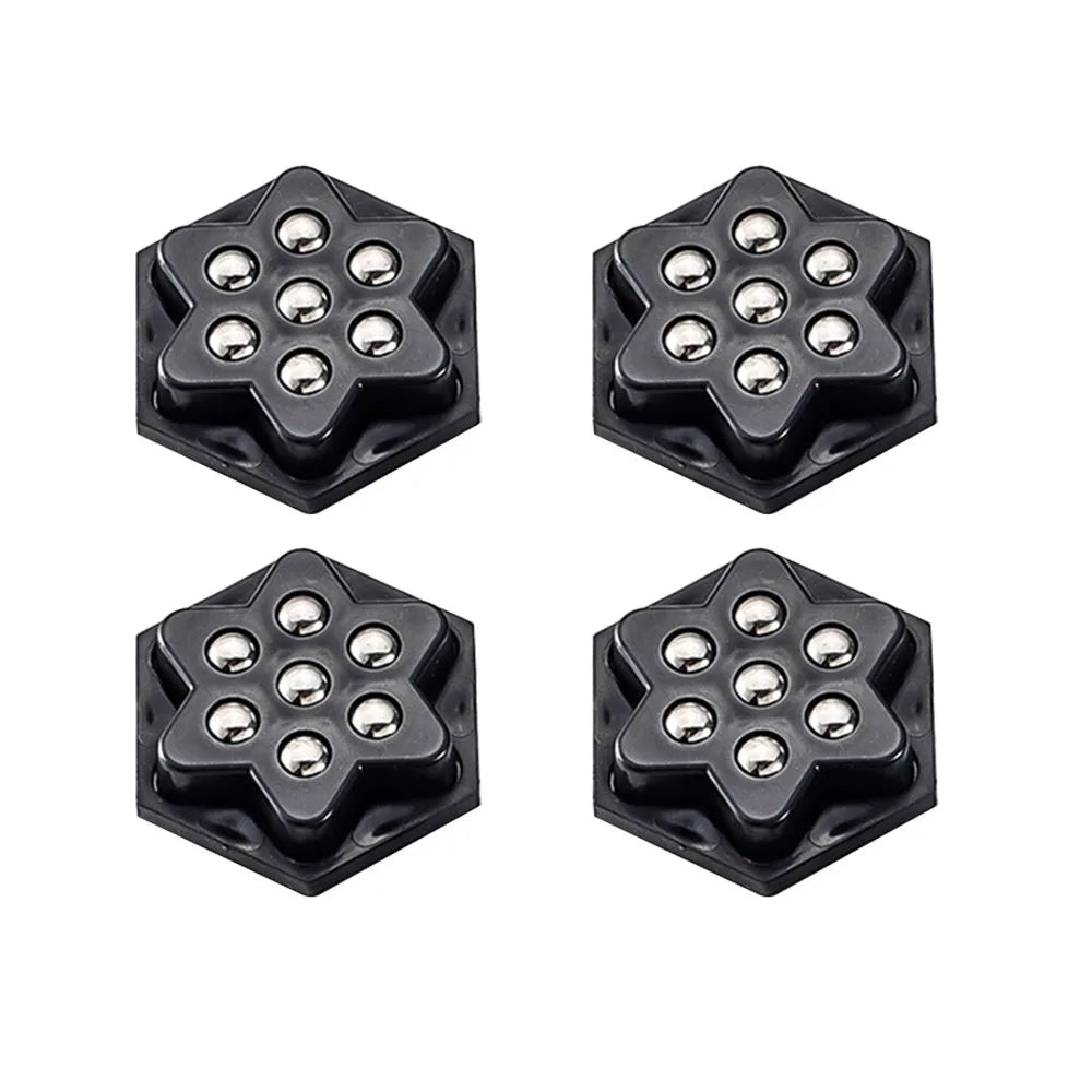 New 4Pcs Self Adhesive Type Mute Ball Universal Wheel Mini Self Adhesive Pulley Base 7Beads Furniture Casters Wheels Oasis Select Black