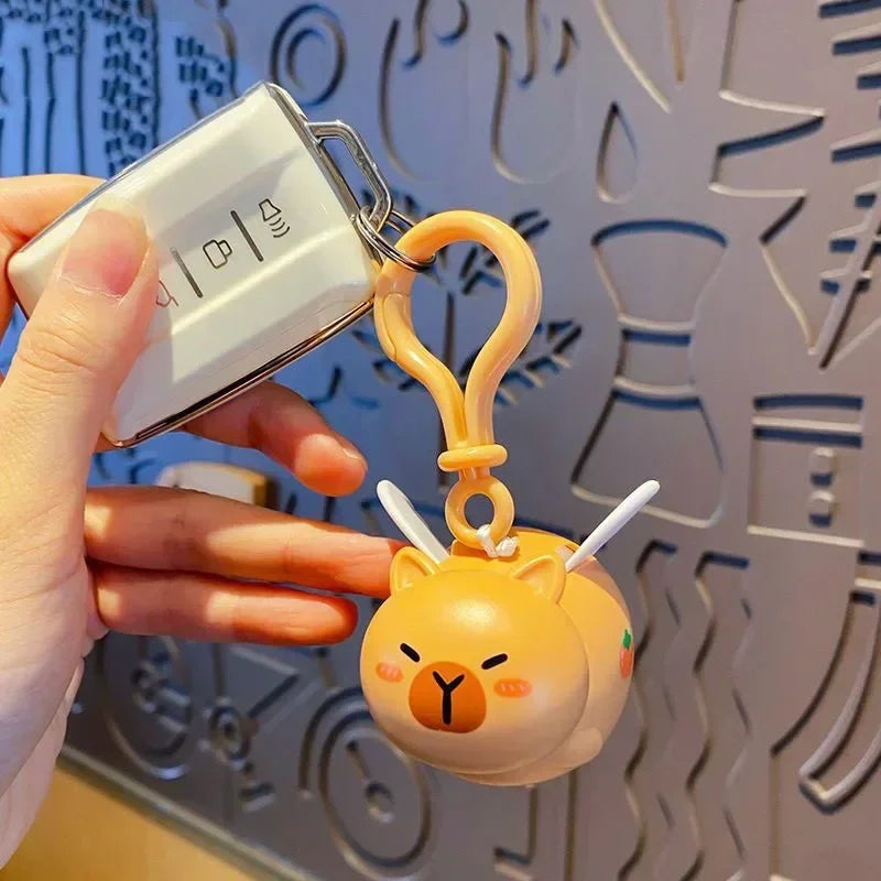 1-20PCS Kapybara Toys Creative Pull String Flying Kapybara Bag Pendant Car Keychain Pendant Decompression Kapybara Doll Keychain Oasis Select