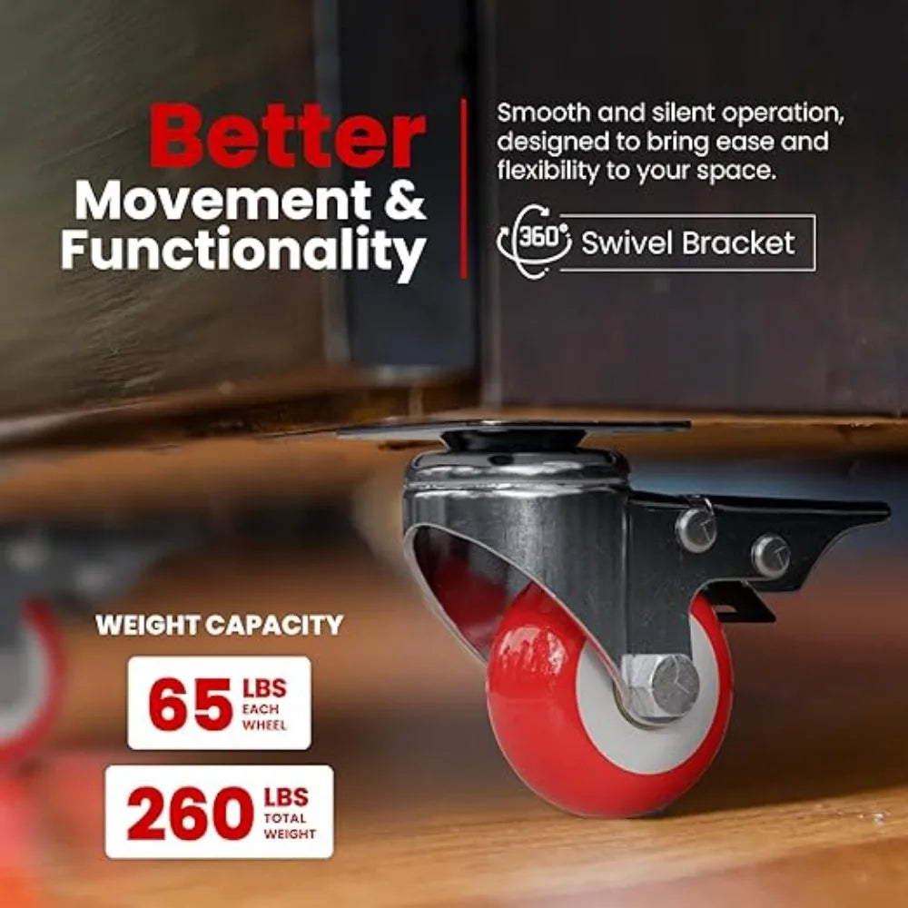1-2inch Furniture Caster PVC Red Universal Wheel Swivel Caster Roller Wheel For Platform Trolley Accessory Oasis Select