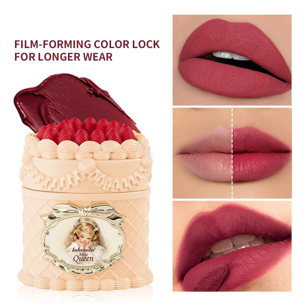 Flower Strawberry Cupid Cake Velvet Matte Lip Mud Long Lasting Waterproof Non-Stick Cup Lip Gloss Cosmetics for Women Oasis Select