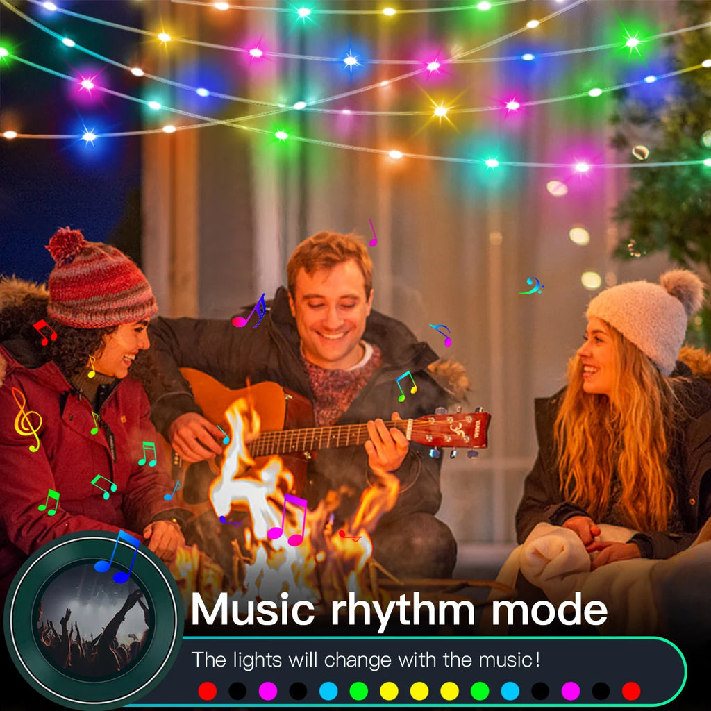20M 10M 5M Smart Bluetooth APP Control RGBIC LED String Fairy Color USB Powered,Remote Control DIY Festival Christmas Tree Light Oasis Select