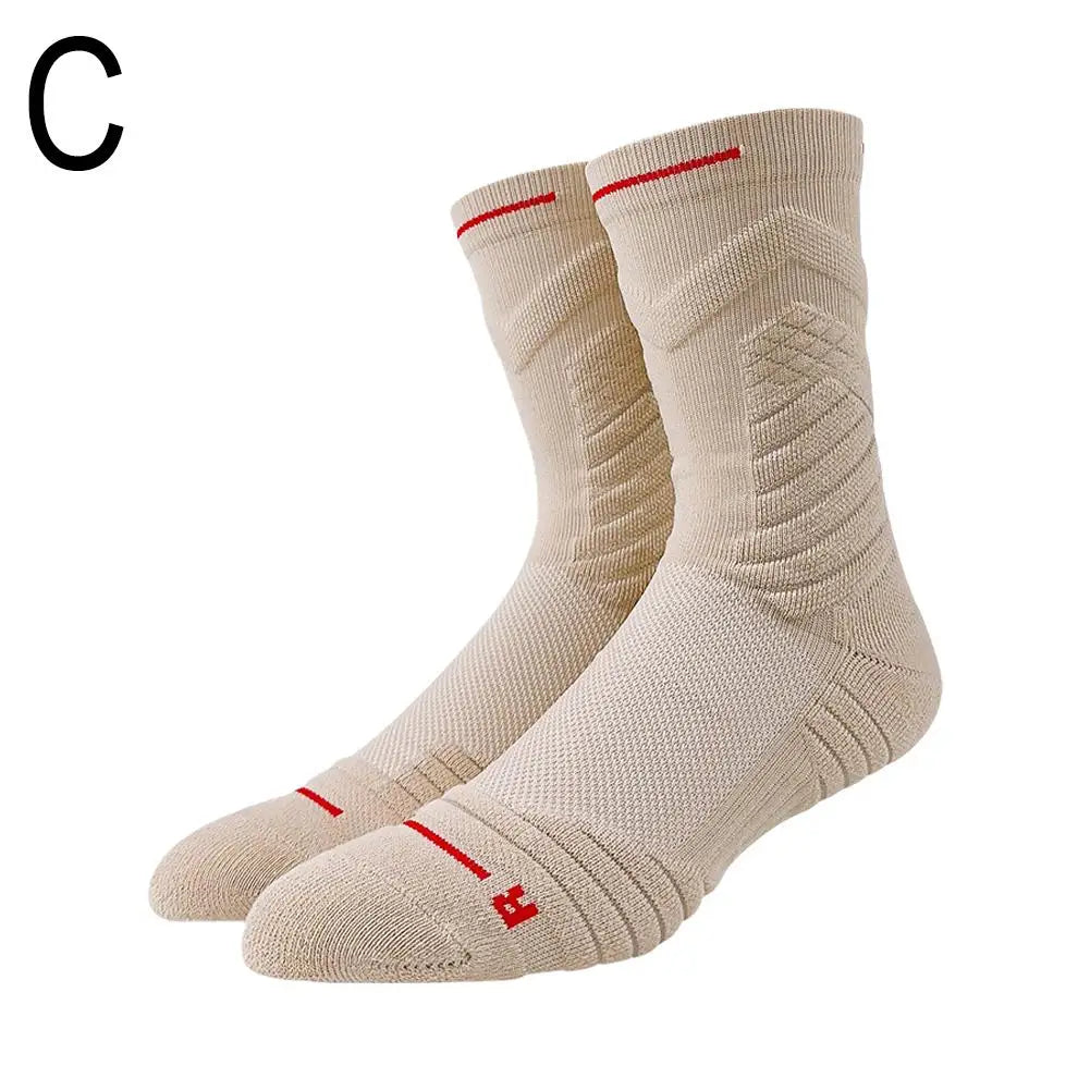 Men's High-top Sports Towel Basketball Socks Bottom Practical Professional Long-tube Mid-tube Elite Thick Running Oasis Select khaki One Size