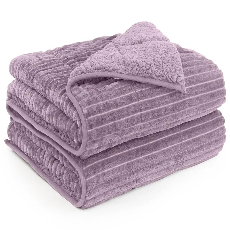15lbs Weighted Blanket Queen Size for Adults, Dual Sided Heavy Bedspread All Season Cooling Warm, Dark Grey Purple Throw Blanket Oasis Select PURPLE