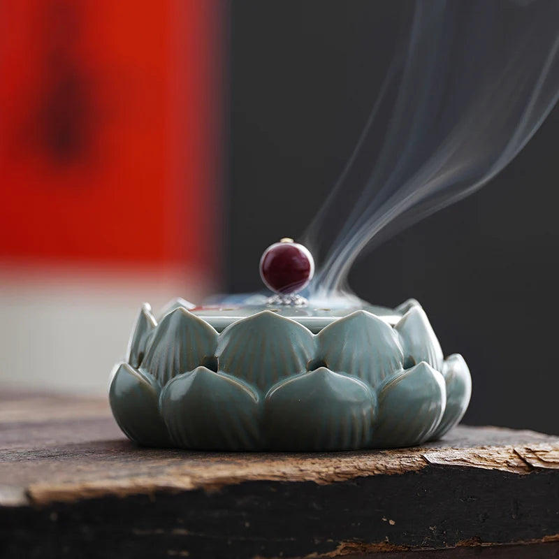 Tea Ceremony Plate Incense Burner Household Agarwood Lotus Ceramic Incense Box Sandalwood Incense Holder Oasis Select