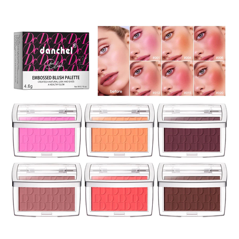 Matte Embossed Blush Palette High Pigmented Pink Coral Cheek Blush Powder With Professional Makeup Brush Oasis Select