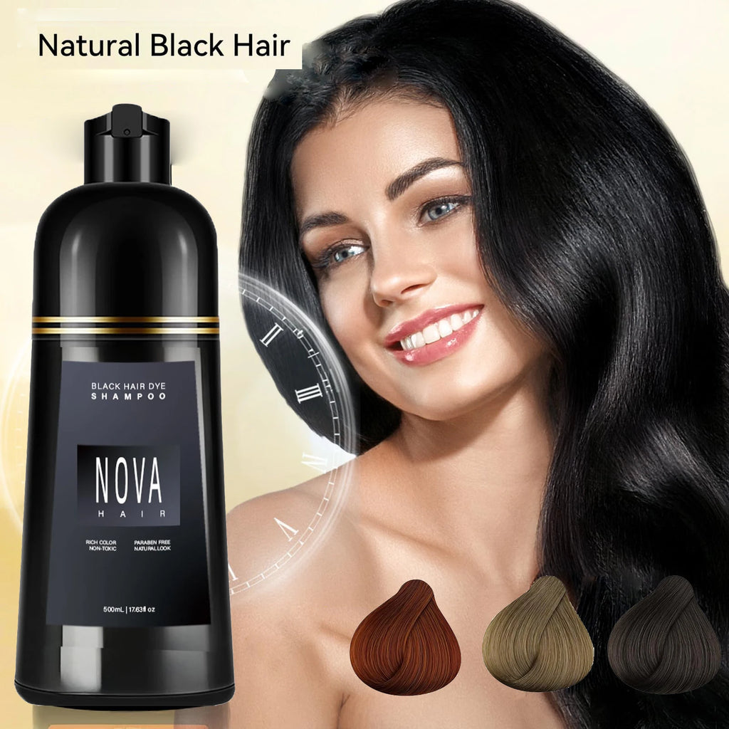 1/2/3PCS Black Hair Dye Shampoo Nova Hair Instant Dye Shampoo,Hair Dye Coloring For Gray Hair Long Lasting Color in Minutes Oasis Select