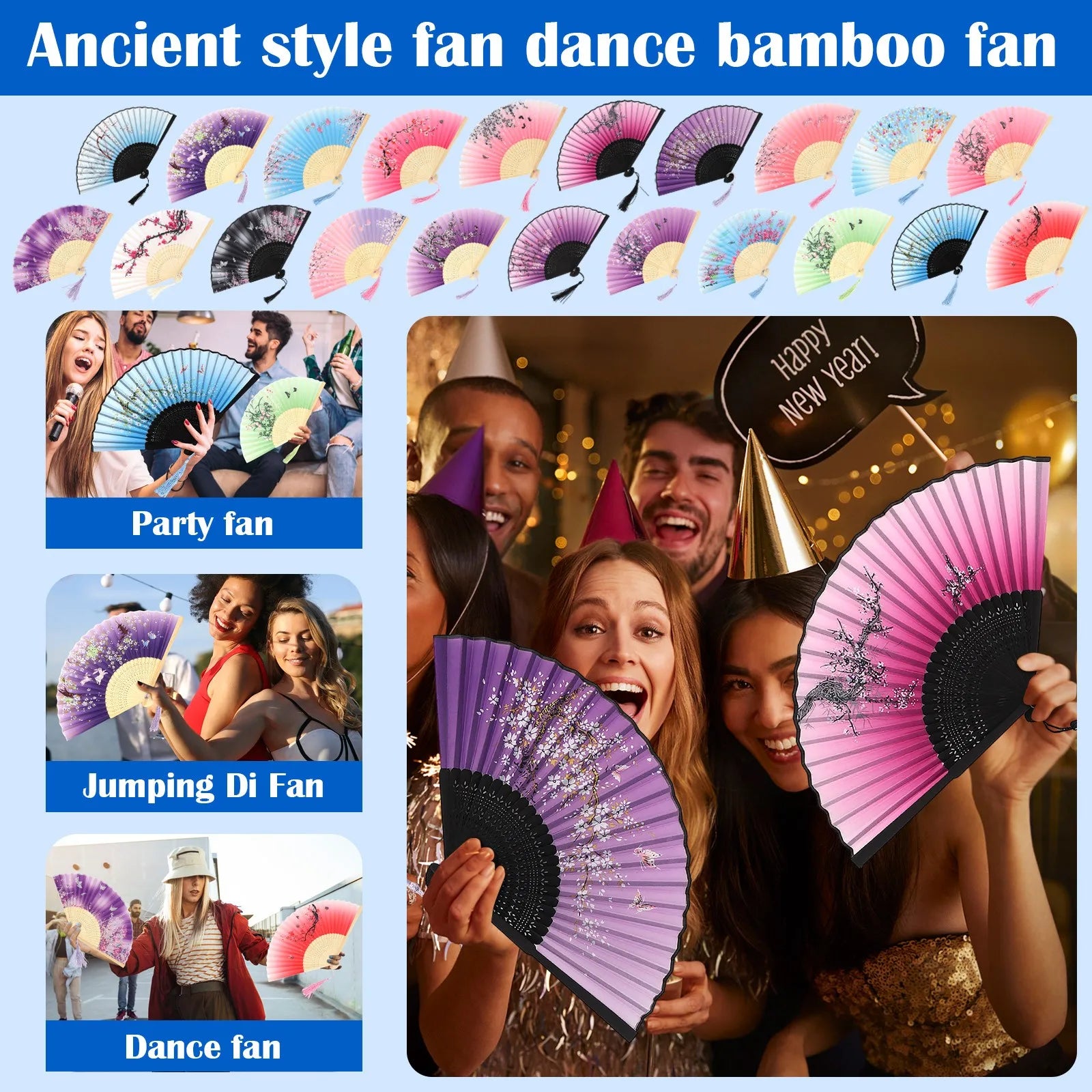 Vintage Silk Folding Fan Chinese Japanese Art Crafts Gift Home Decorations Dance Hand Fan Bamboo Room Decor Wood Fans Oasis Select