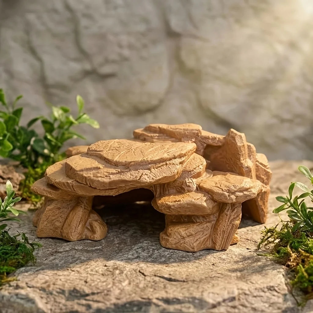 PLA Cave Aquarium Hidden Fish Tank Decoration with Sinking Pool Platform Turtle Shrimp Fish Hidden Rest Evacuation House Oasis Select