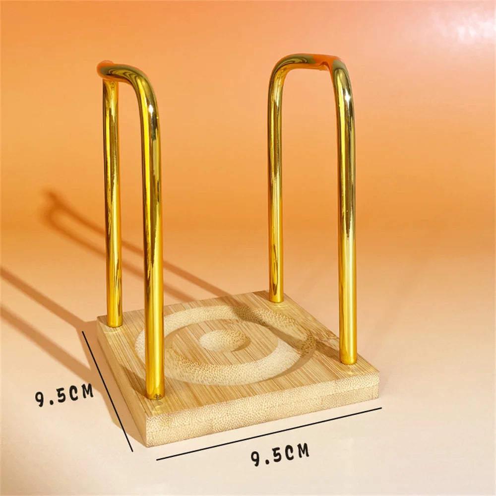 Disposable Cup Storage Holder Wooden Water Cups Dispenser Rack Shelf with Longer Stick Tableware Organizer for Restaurants Bar Oasis Select Gold 1
