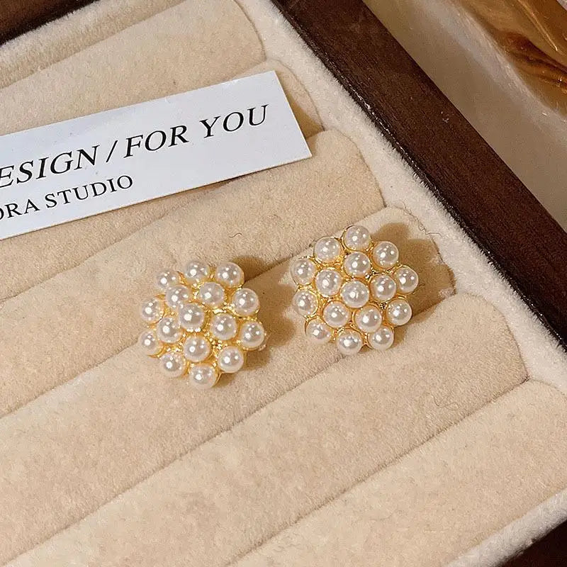 2Pcs Vintage Gold Geometric Faux Pearl Earrings, Designer Wedding Bridal Jewelry Gift for Women Oasis Select A5