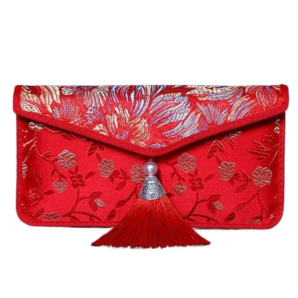 Embroidered Silk Red Envelope Gift Bag – New Year & Wedding Embroidered Gift Bag Oasis Select H