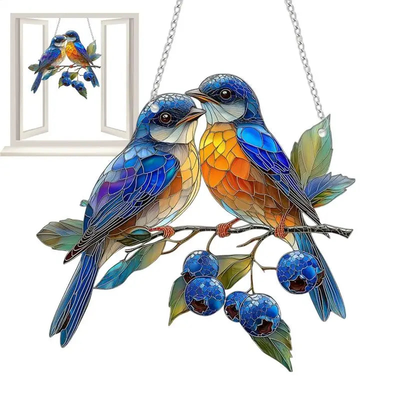 Dangling Bird Ornaments Dangling Bird Light Catcher 2D Acrylic Birds Centerpiece Window Panel Decor for Home Studio Restaurant Oasis Select