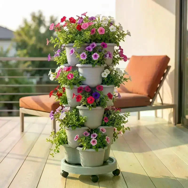 Vertical Tower Stackable Flower Pot Plastic Multi-layer Garden Planter Tower For Strawberry Vegetable Frame Grow Oasis Select