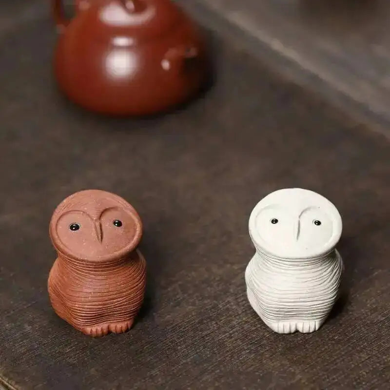 Yixing Zisha Tea Pet Owl Ornament Creative Handmade Sculpture Bird Tea play Tea Ceremony Accessories Ceramic Чаепитие Oasis Select