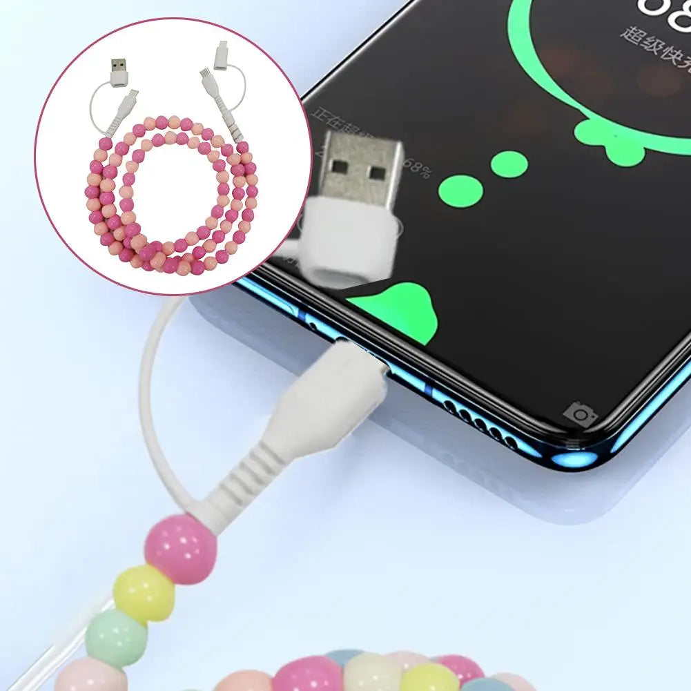 4-in-1 PD3.0 Beaded Charging Cable – USB-C & 8-Pin Fast Sync
