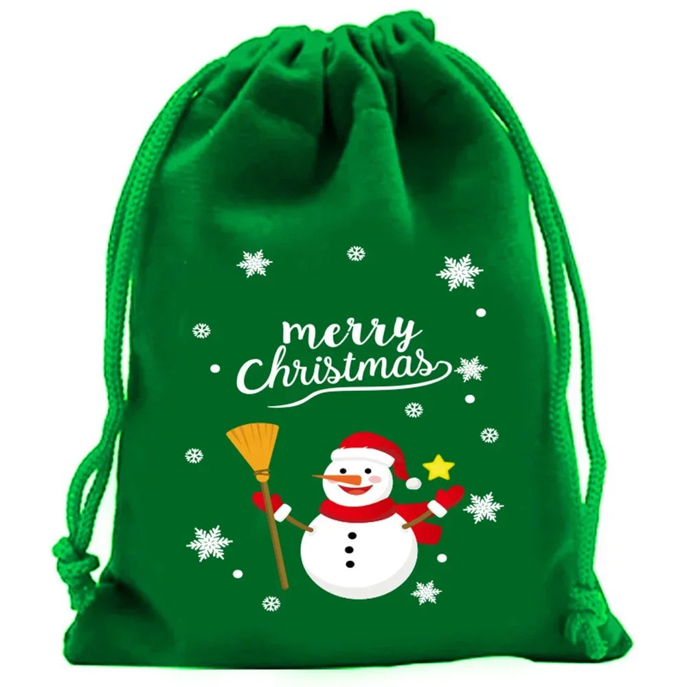 Christmas Velvet Drawstring Gift Bags | Candy & Jewelry Pouches