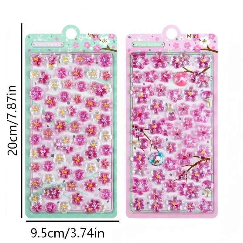 Sweet 3D Cherry Blossom Sticker Romantic Trendy Relief Flower Stickers DIY Scrapbooking Notebook Stationery Decal Decoration Oasis Select 1Pcs