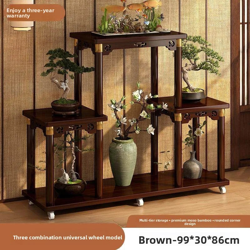 Flower table household living room multi-layer shelf entry door fish tank placed balcony outdoor movable plant flower pot rack Oasis Select Triple A