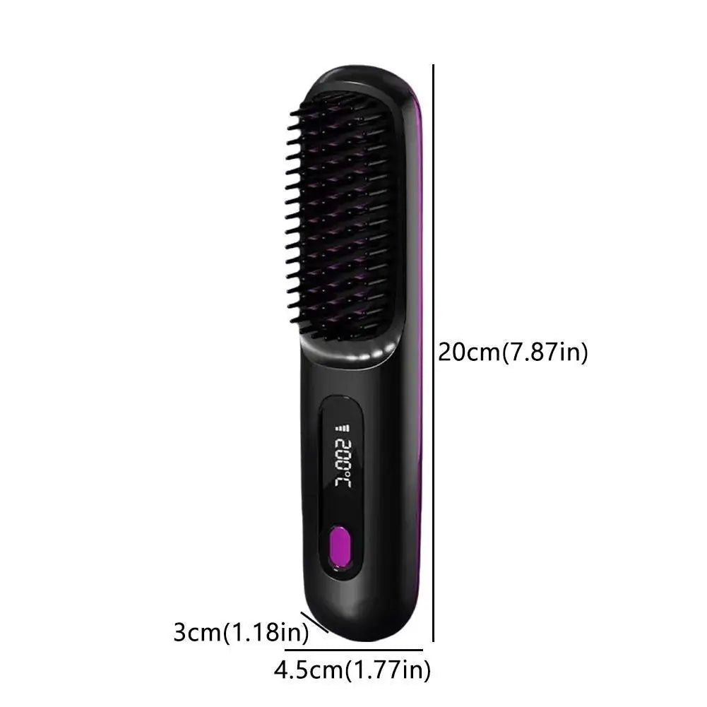 Cordless Hair Straightening Brush – Negative Ion USB Rechargeable Hair Straightening Brush Oasis Select