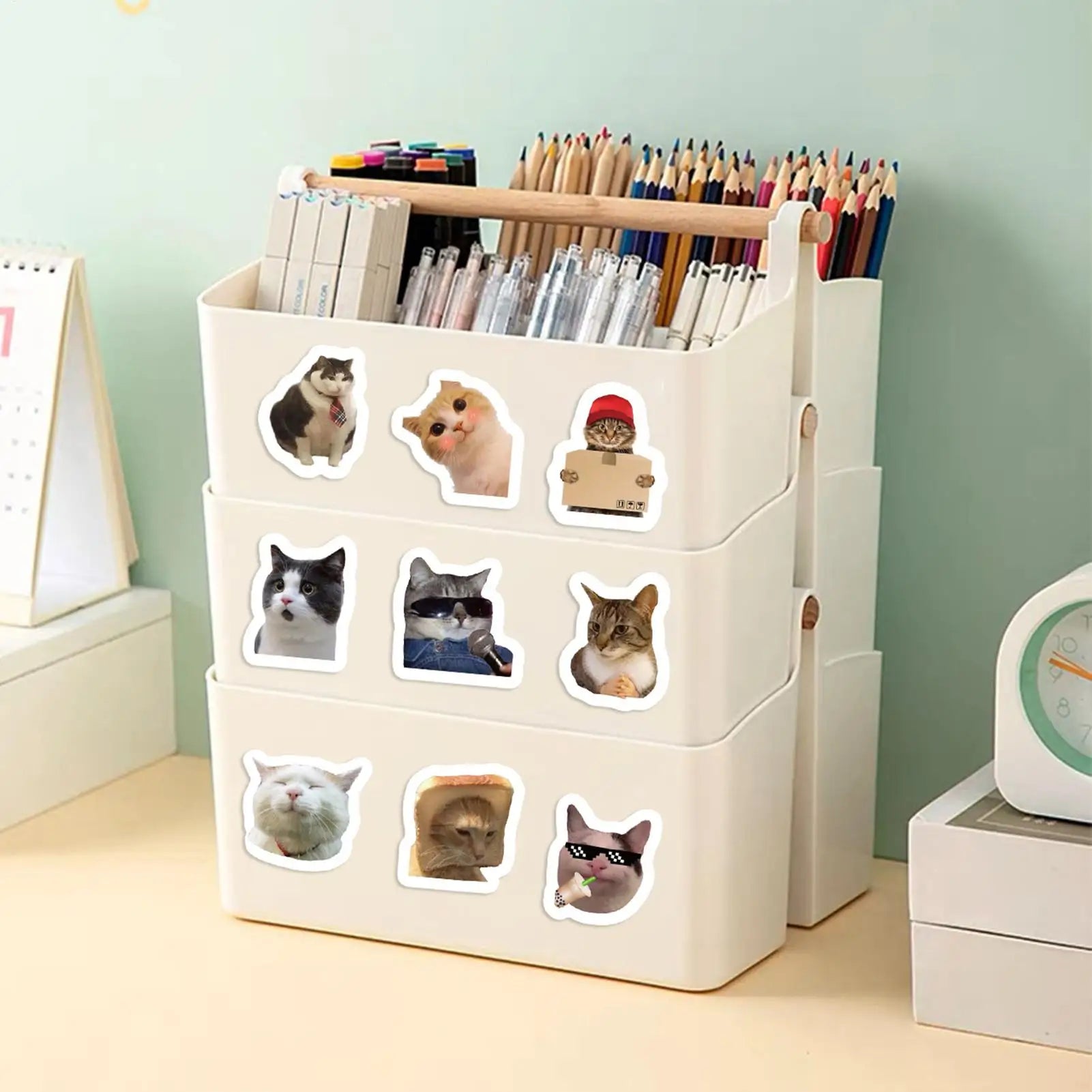 Cat Meme Stickers 500 Pieces Cute Waterproof Sticker Roll Decals Toys for Laptop Bottle Bracelet Table Home School Kids Youth Oasis Select