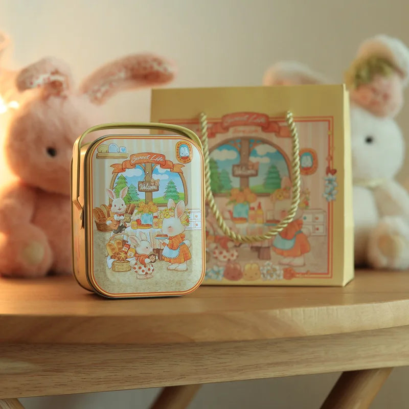 Tinplate Candy Box Kids Gifts Small Tin Box Cookie Box Portable Rabbit Gift Box for Birthday Wedding Party Decoration Oasis Select Style 4 Other