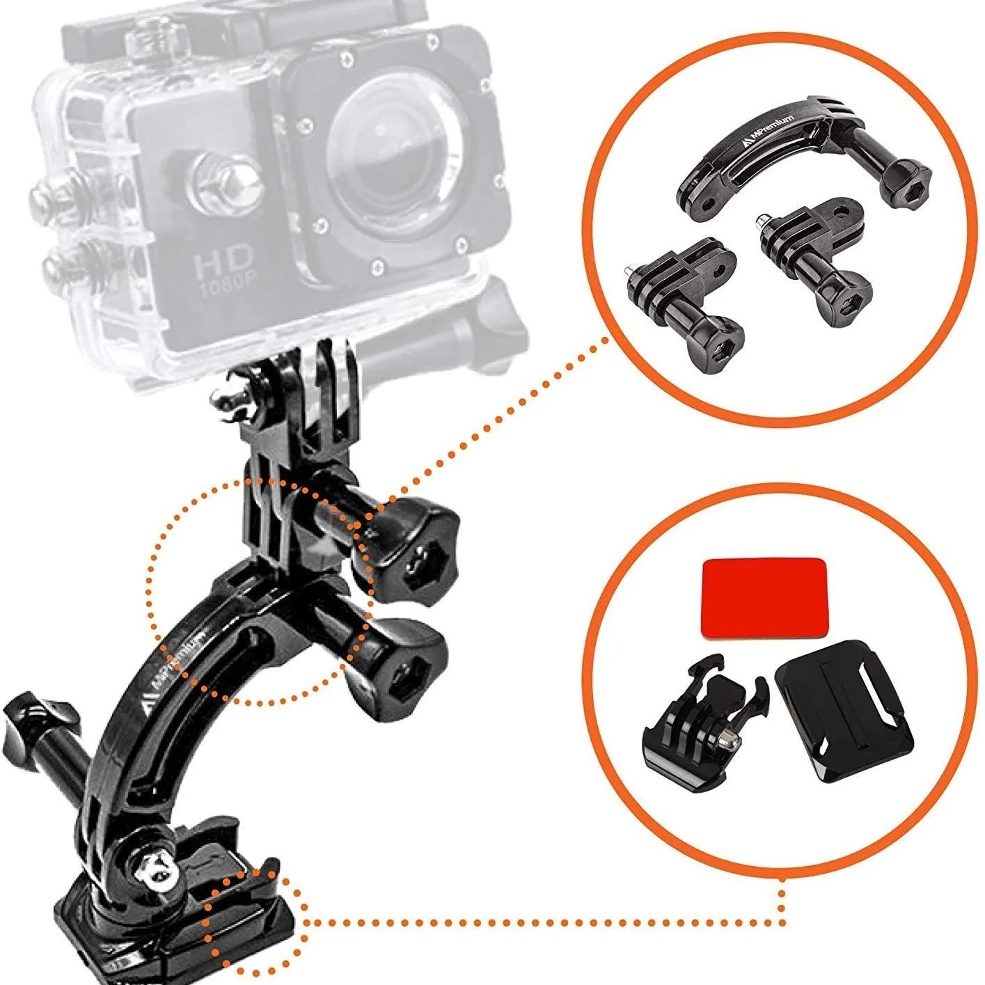 Rotary Extension Arm Helmet Mount for Insta360, GoPro & DJI
