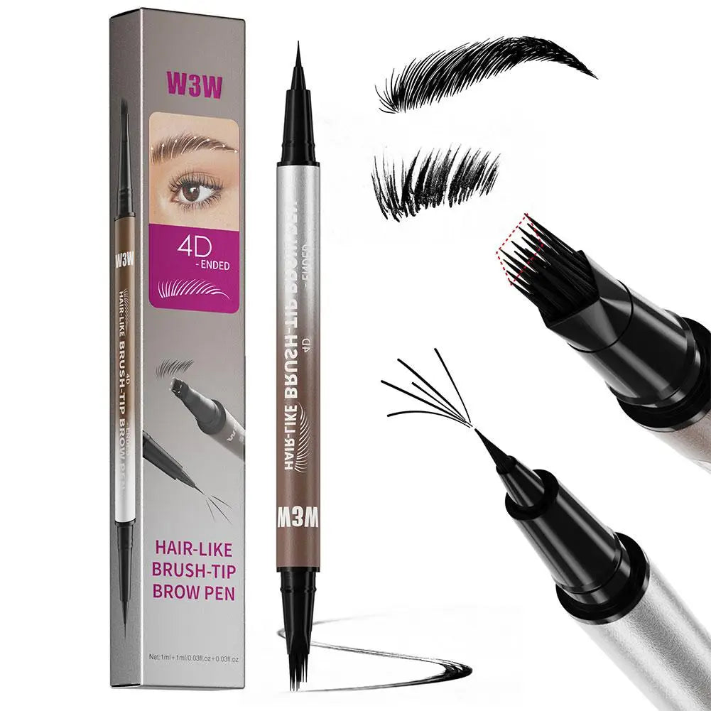 Hair Like 4D Micro Sculpting Eyebrow Pencil Dual Ended Multiple Prong Long Lasting Non Smudged Eyeliner Makeup Oasis Select BLACK