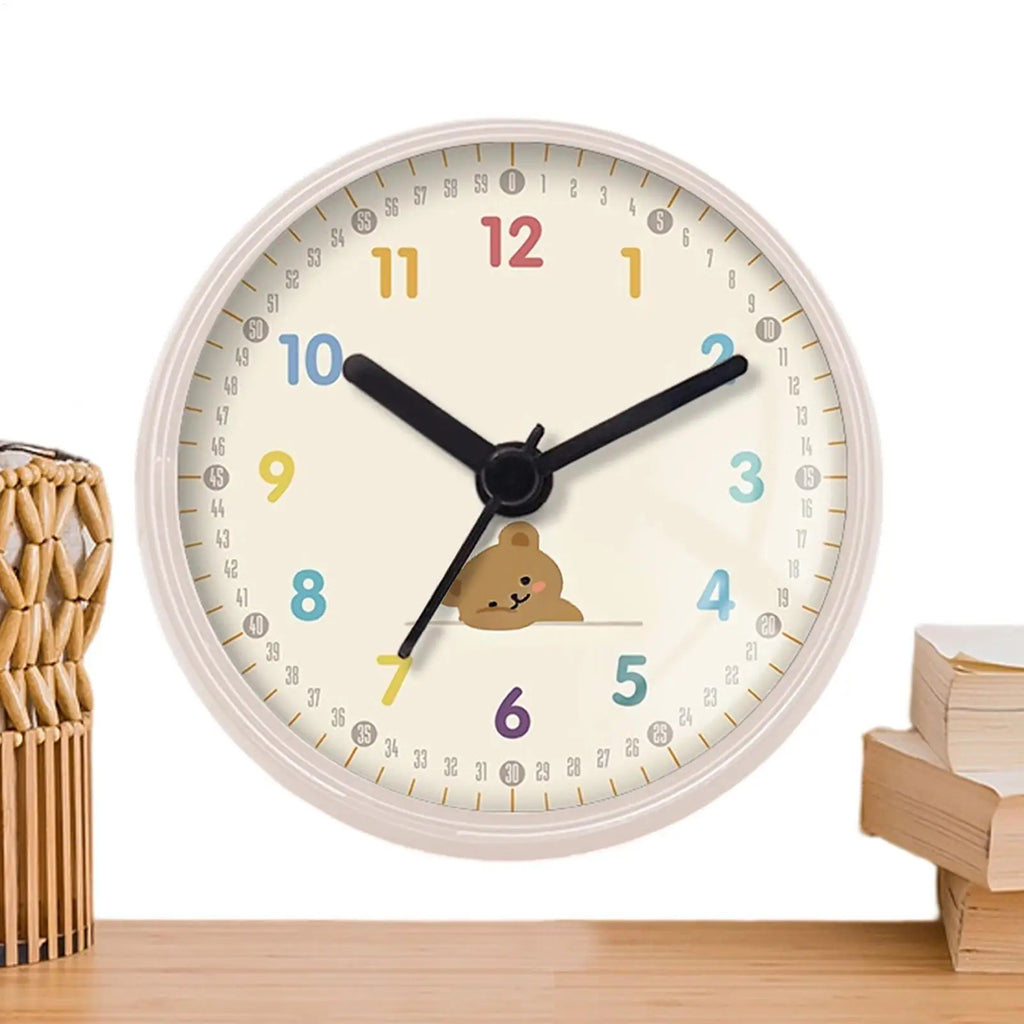 Shower Clock Bathroom Round Quiet Wall Decor with Suction Cup Waterproof Clock for Shower with Bear Pattern for Toilet Kitchen Oasis Select