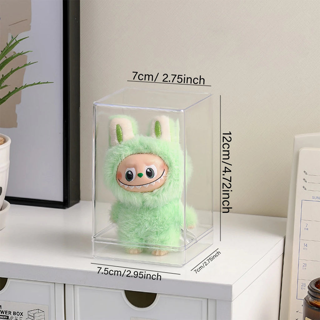 1pc transparent labubu dustproof display box, cotton doll stackable storage box suitable for toy collection and storage box Oasis Select transparent