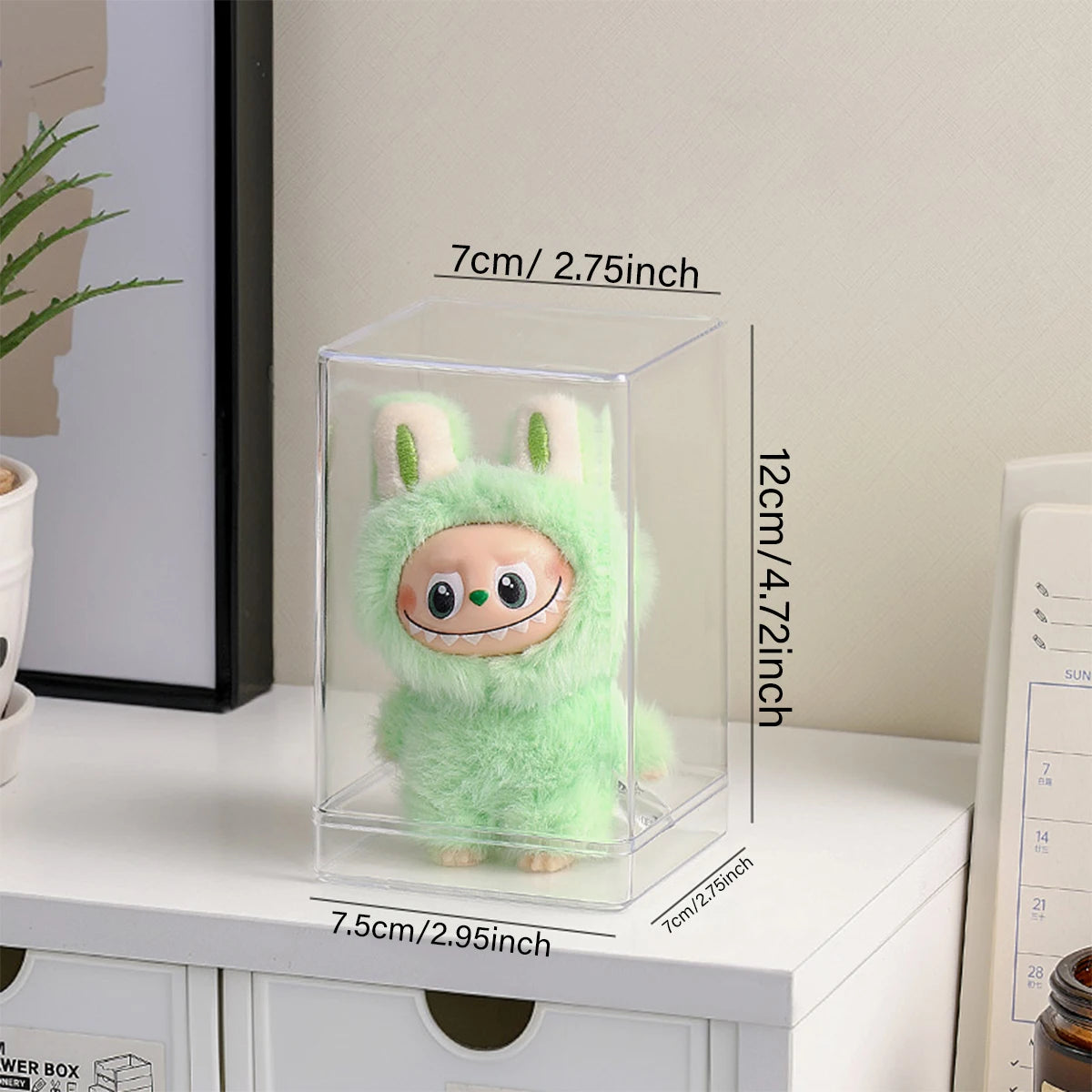 1pc transparent labubu dustproof display box, cotton doll stackable storage box suitable for toy collection and storage box Oasis Select transparent