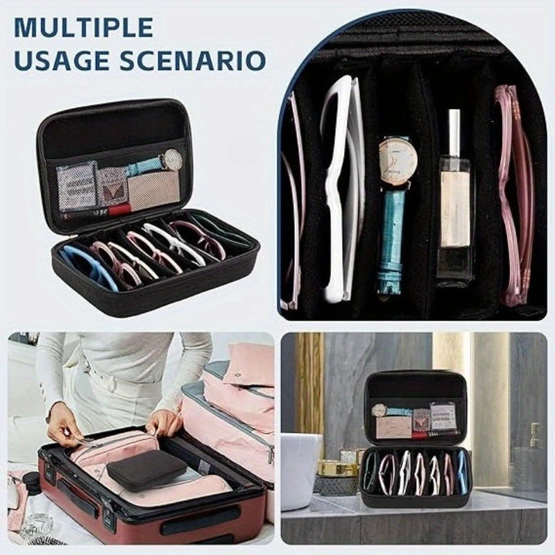 Portable Glasses Case with 6/7 Adjustable Compartments – Travel Storage Box for Eyeglasses, Sunglasses Sunglasses Case Oasis Select