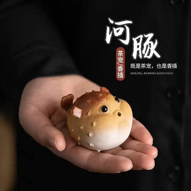 Pufferfish Tea Pet Incense Holder Ornament Tea Tray Tea Table Tea Ceremony Ceramic Tea Play Accessories Oasis Select