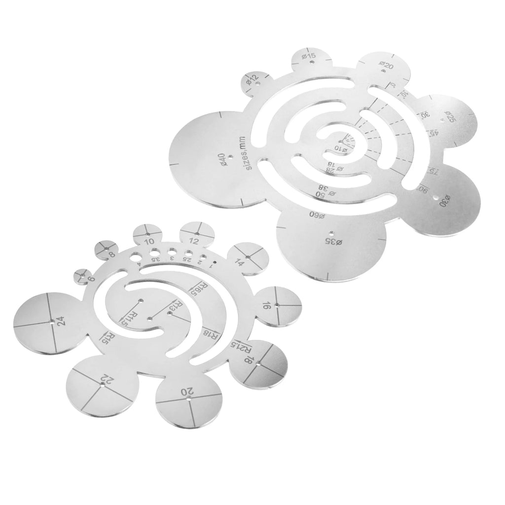 LIKE WISH Set Of 2 Round Leather Cutting Tools Metal Corner Cutting Ruler Circle Ruler Circle Leather Punch Leather Templates Oasis Select Silver