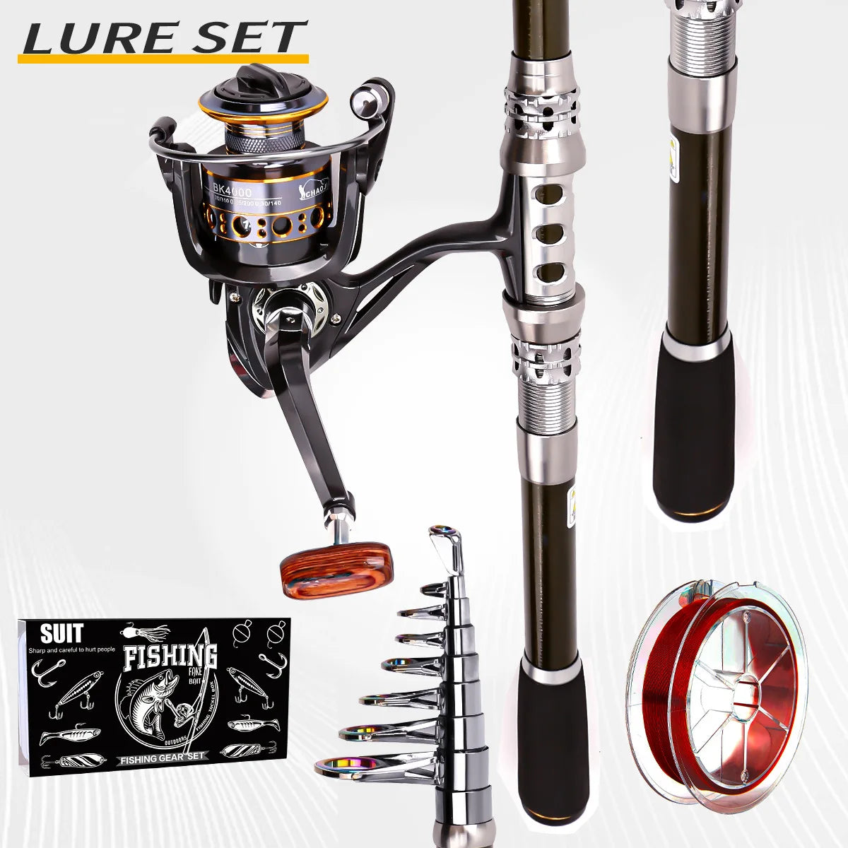 Carbon lure rod wheel set, sea fishing rod, telescopic fishing rod, rotating reel, travel, fresh water fishing set Oasis Select