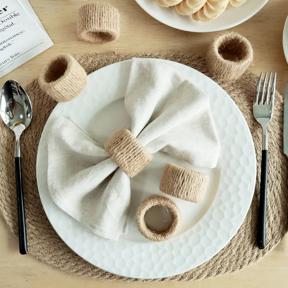 Hand Woven Linen Napkin Ring | Wedding & Holiday Table Décor