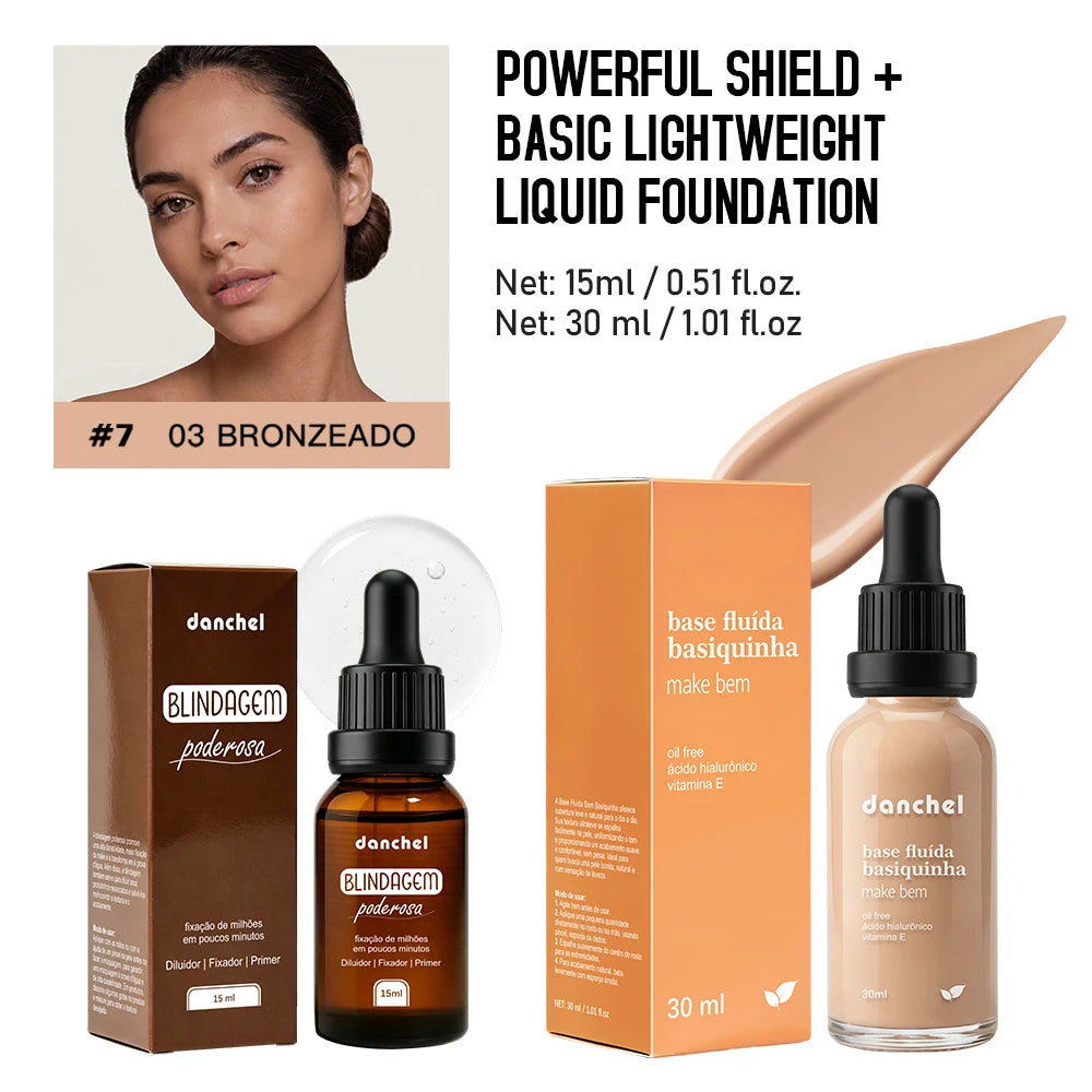 2pcs Face Makeup Set, Primer Serum + Liquid Foundation Waterproof Long-Lasting Natural Coverage Makeup Combo for Women Gifts Oasis Select SET 7