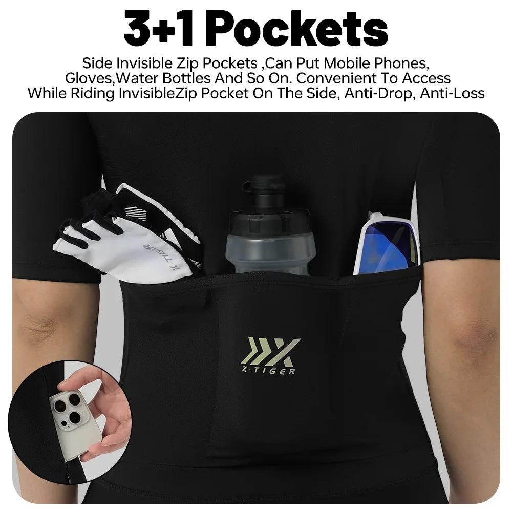 X-TIGER Women Cycling Jersey Breathable MTB Road Bike Short Sleeve Summer UPF50+ UV Protection Black White Bicycle Clothing Oasis Select