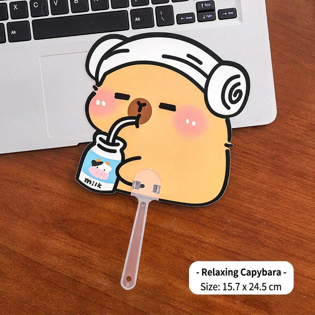 Cute Cartoon Capybara Die-cut Handheld Fan Portable PP Plastic Small Cooling Fan for Summer Outdoor Kids Gift Oasis Select Multi-Color-2