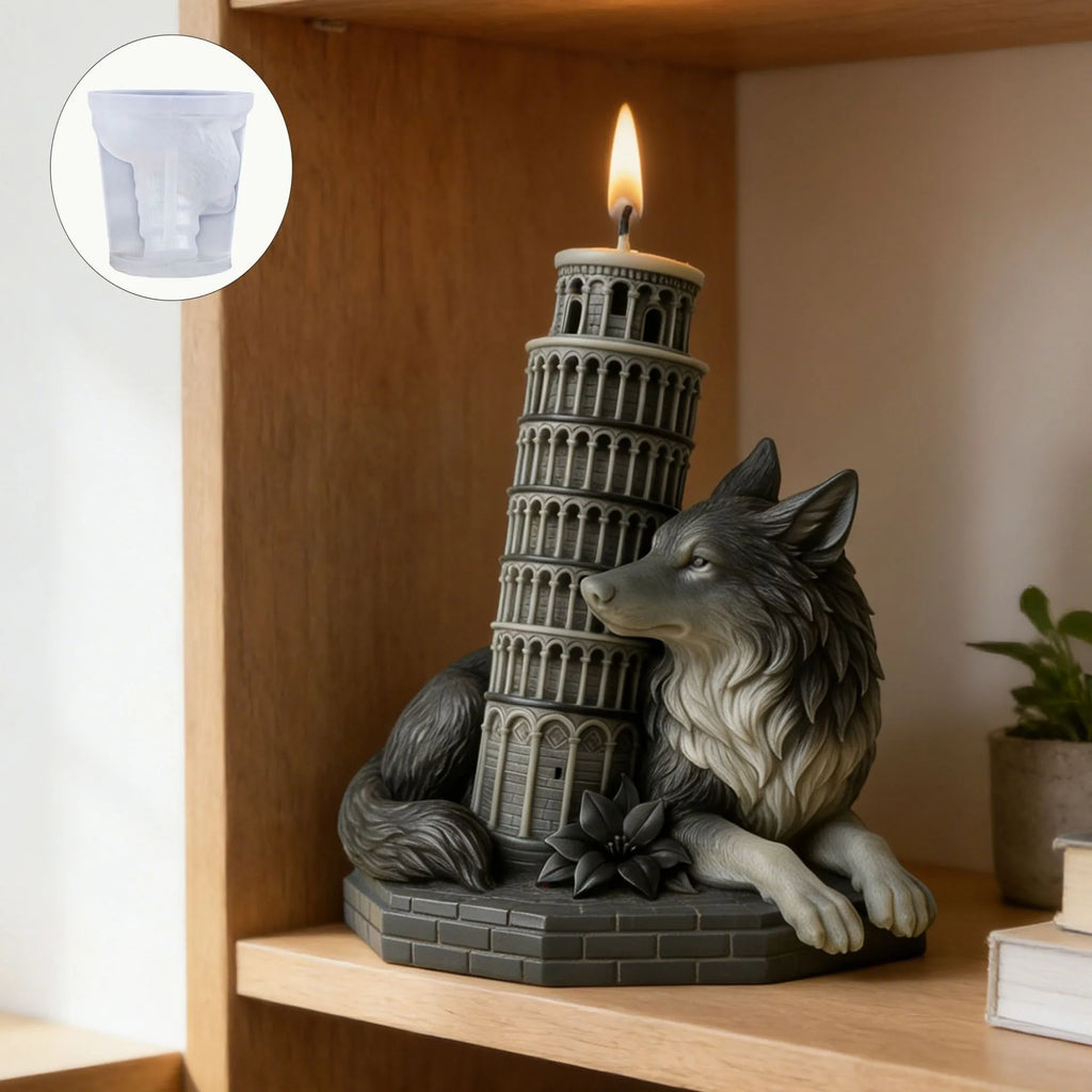 3D Gothic Wolf & Leaning Tower Silicone Candle & Resin Mold