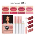 4pcs/set Velvet Lip Gloss Matte Liquid Lipstick Waterproof Long Lasting Tint Cigarette Tube Pigment Red Pink Makeup Oasis Select set 1