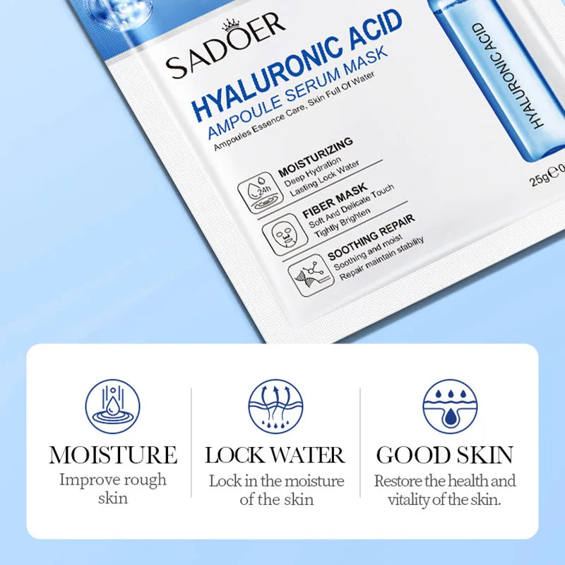 SADOER 24K Gold Hyaluronic Acid Face Masks – 15 Pack Gold Sheet Face Mask Oasis Select