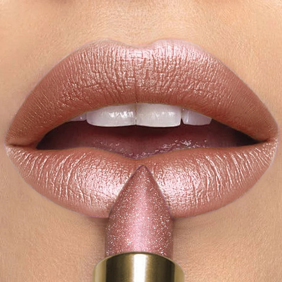 KAFURUX Metallic Glitter Lipstick – 16 Colors, Waterproof