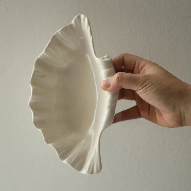 Shell Plate Cream Retro Ceramic Plate Fruit Snack Plate Dinner Tray Dish Set Jewelry Storage Dish Tableware Gift Oasis Select