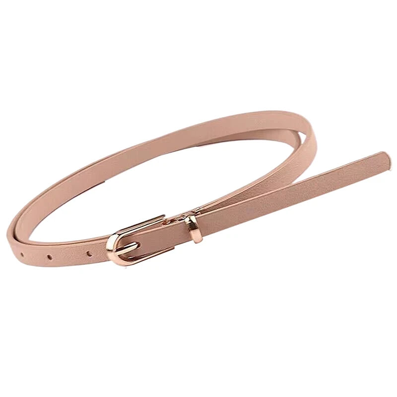 1PC Fashion Black White Gray Women Belts Thin Skinny Waistband Pin Buckle Adjustable Belt Summer Dress Jeans Strap Pu Belts Oasis Select Light brown
