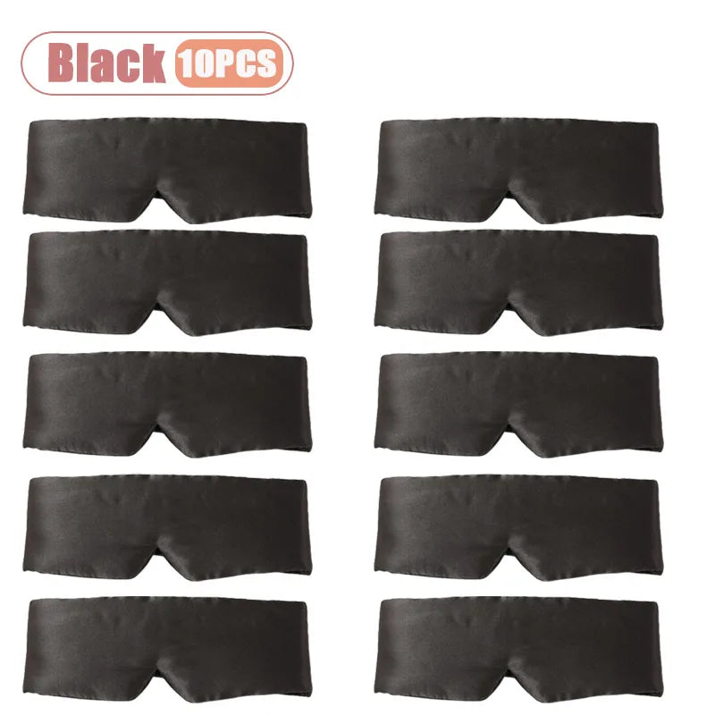 1-10PCS Silk Feel Sleep Mask Embroidered Floral Light Blocking Eye Cover for Women Men Travel Midday Nap Home Weighted Oasis Select Black-10PCS