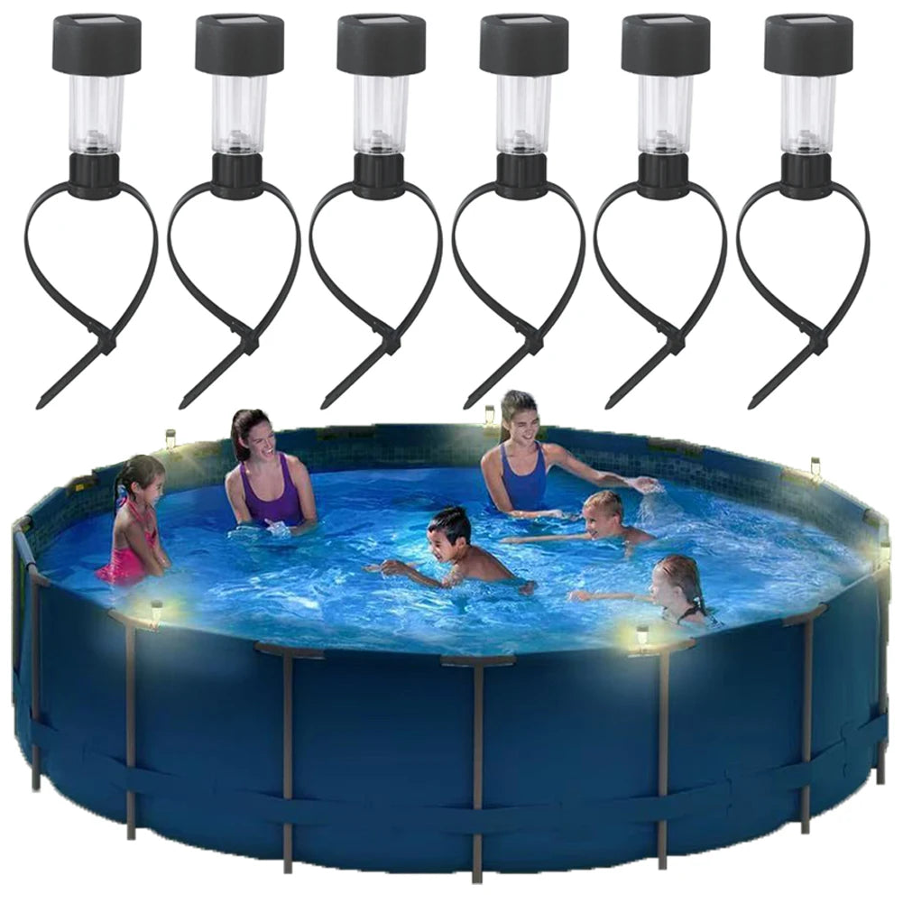 6-Pack Solar Pool Fence Lights IP44 Waterproof LED Outdoor Decor Solar Outdoor Lights Oasis Select