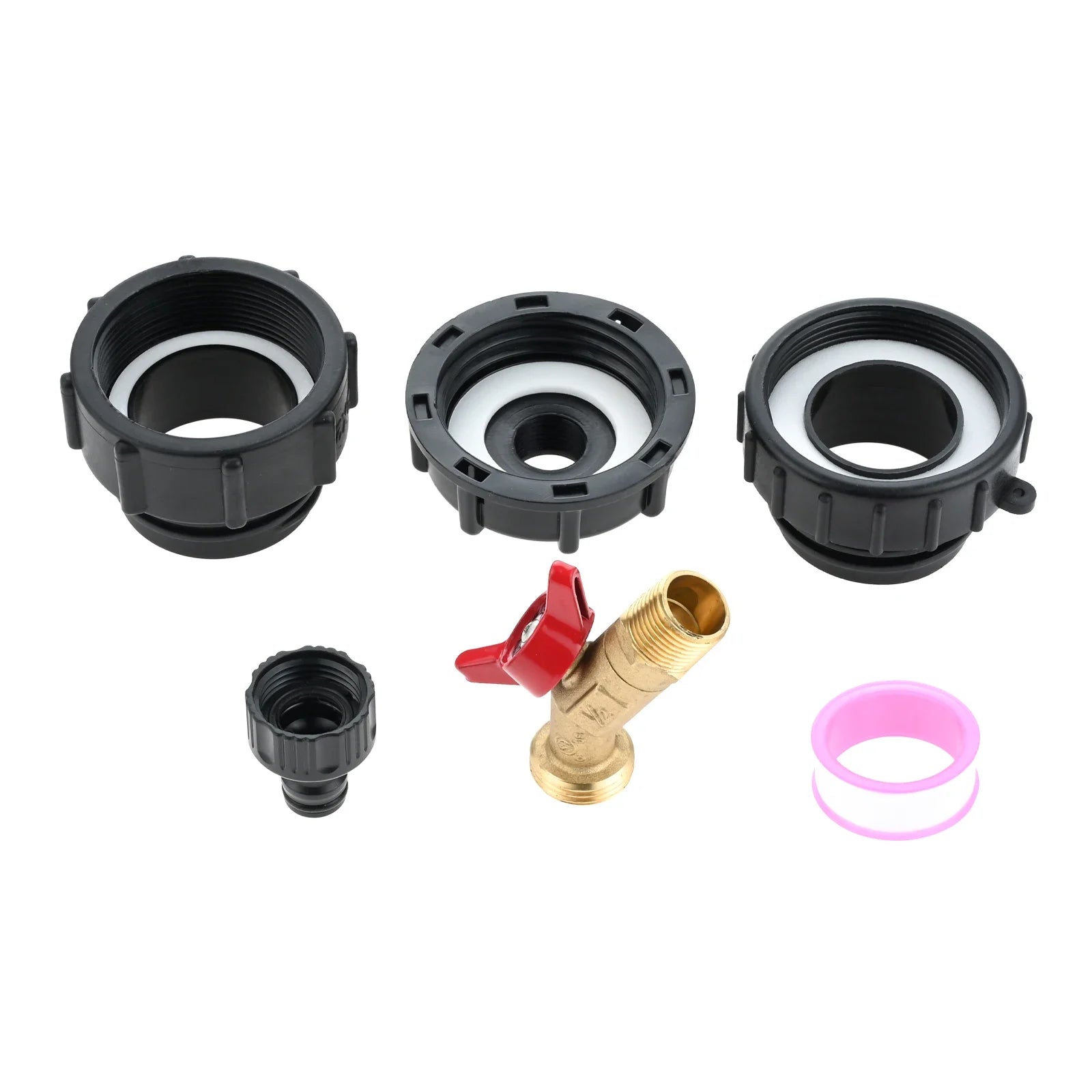 1Set IBC Tote Adapter for 275-330 Gallon Water Tank Fittings 2.44" Fine & 2.36" Coarse Thread 1/2" MNPT ×3/4" GHT Valve Faucet Oasis Select